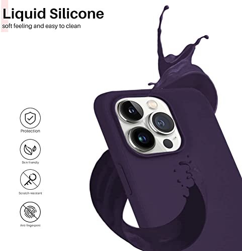 Image of DIZORO Microfiber Candy Case Compatible for iPhone 13 Pro 6.1 Inch Shockproof Slim Back Cover Liquid Silicone Case (Deep Purple)