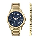 Armani Exchange Watch for Men, Chronograph Movement and 44mm Case Size with Stainless Steel, Leather or Silicone Strap