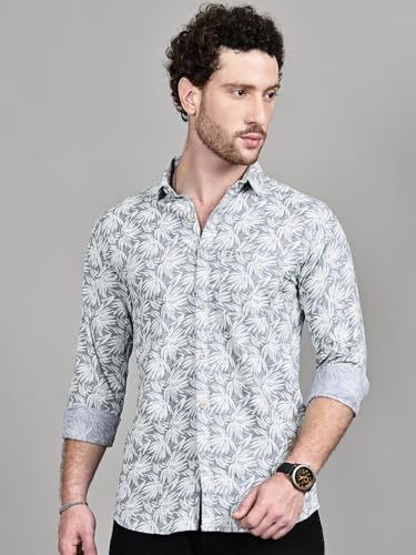 Image of Majestic Man Custom Abstract Printed Pure Cotton Slim Fit Casual Shirt