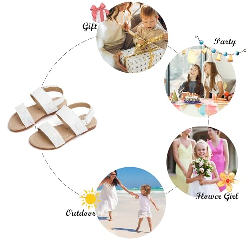 Image of Felix & Flora Toddler Girl Sandals - Little Girl Easter Dress Shoes Lightweight Open Toe Beach Holiday Flats