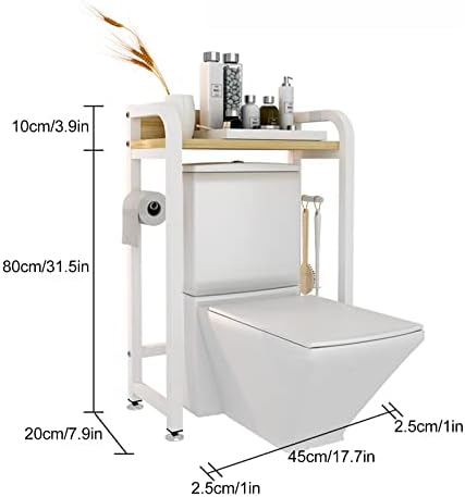 Over-The-Toilet Storage Rack, Multifunctional Bathroom Organizer Shelf Over Toilet Freestanding Space Saver Toilet Stands，Single Layer （Black White）