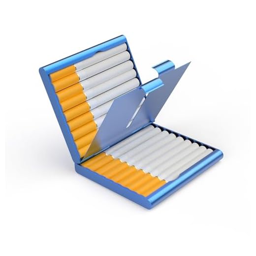 Juspota Pitillera de Metal para 20 Cigarrillos, Cajas de Cigarrillos, Portátil Pitilleras para Cigarrillos, Cigarette Case, para Hombre y Mujer, Azul