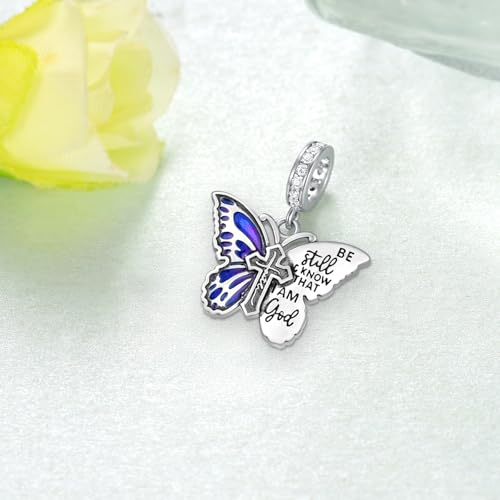 Be Still and Know That I Am God Charm for Bracelet 925 Sterling Silver Butterfly Faith Christian Charm Jewelry Gifts for Women3