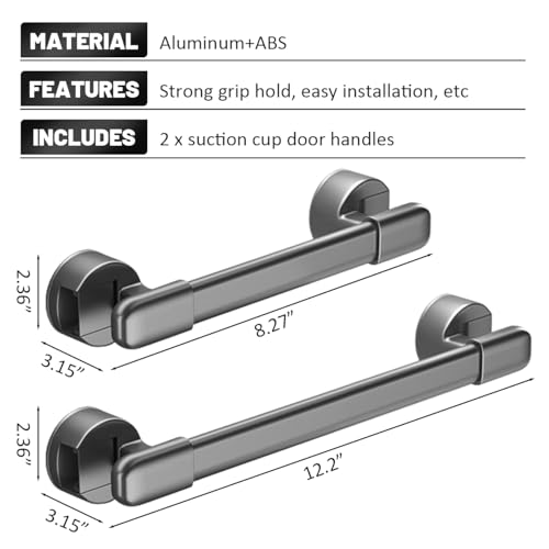 Image of 2Pcs Suction Cup Door Handles Punch-Free Shower Handles Removable Strong Hold Vacuum Handles for Windows Cabinets Wardrobes Multifunctional Towel Bar for Bathroom Toilet Short