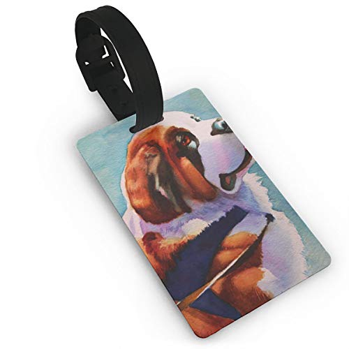 Charm Cute Saint Bernard Dog Funny Themed Printed Rolling Airplane Luggage Name Tag Travel Suitcase Identifier Set Bag Durable Labels For Women Men Kids Baggage Accessories