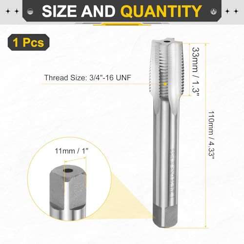 Image of uxcell Hand Taper Tap 3 /4 inch-16 UNF 2B Left Hand Thread Taper Style Taps Straight Flute Screw Tapping Threading Tool High Speed Steel HSS6542