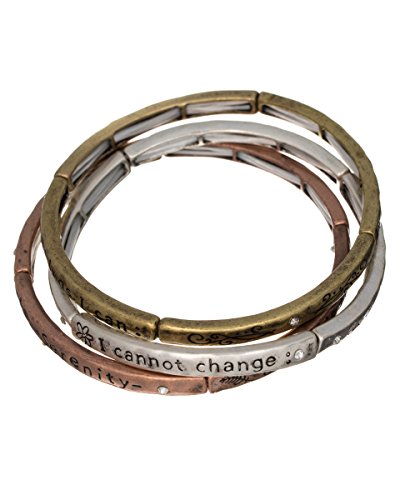 Serenity Prayer Engraved Multi Layer Three Tone Bracelet God grant me the Sereni...by Jewelry Nexus
