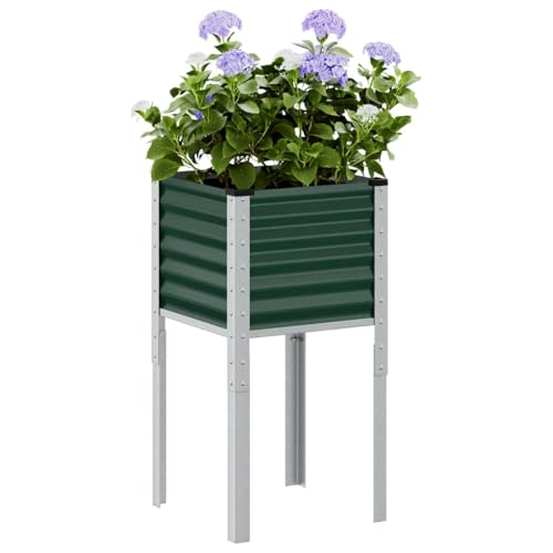 Nqyjm Letto rialzato Orto da Esterno Fioriera Verde 45x45x88 cm Acciaio, Vaso per Fiori per Coltivare Erbe Piante Grasse in Giardino Terrazza Balcone