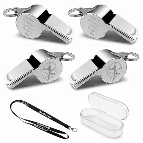 Set de 4 Silbatos de Entrenador de Béisbol de Acero Inoxidable miniatura 1