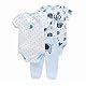 3tlg Babykleidung Set Baby Jungen Mädchen Kleidung Outfit Kurzarm Body Strampler + Hose Neugeborene Kleinkinder Weiche Babyset (Blau, 9-12M)