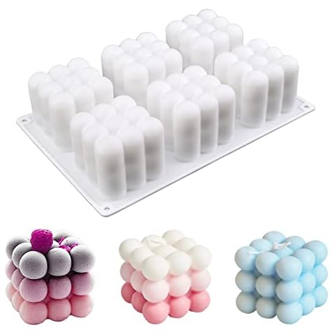 3D Bubble Candle Molds - 6 Cavity Bubble Cube Silicone Mold for Candles Soap Making, Bubble Cake Mold for Baking Dessert Mousse Cake Jelly Ice Cream Cover