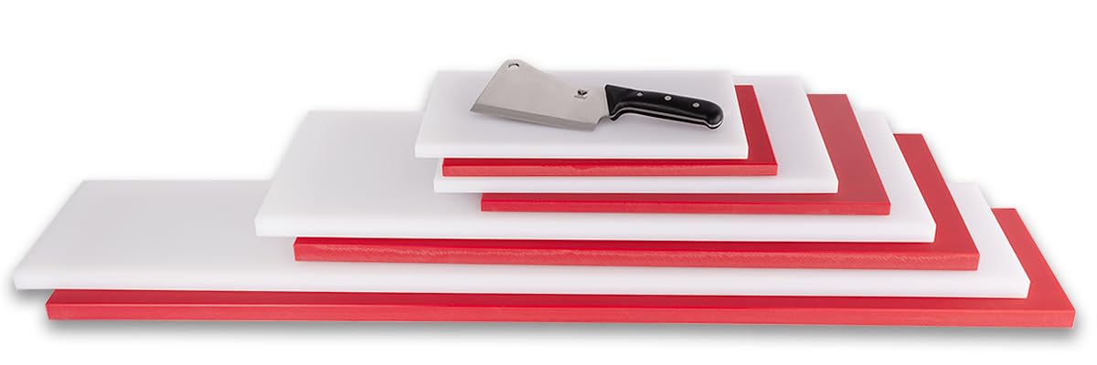 Beeketal Profi Schneidebrett Kunststoff (LDPE), Rutschfest & Messerschonend, Robustes Gastro Küchenbrett, Lebensmittelecht, Verschiedene Größen & Farben (Rot/Weiß) (Weiß, 100x40)