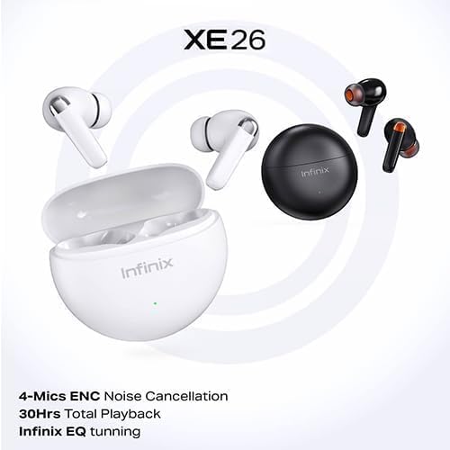 Image of Infinix Buds Neo (XE26) With 4 Mic ENC, Dedicated App Welife,Game Mode,Big 500Mah Battery Bluetooth Headphones (White, True Wireless)