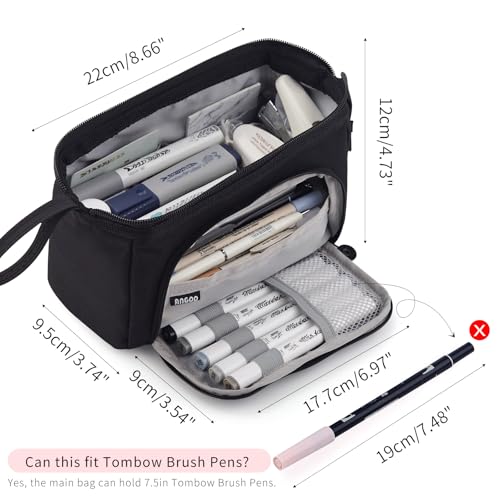 Image of HVOMO Pencil Case Large Capacity Pencil Pouch Handheld Pen Bag Cosmetic Gift for Office School Teen Girl Boy Men Women Adult (Black)