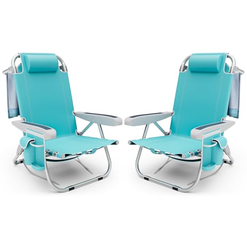 Tangkula Set of 2 Backpack Beach Chairs