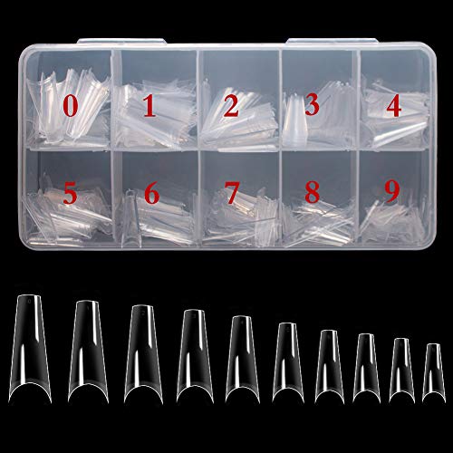 Arofaue 500 Stück Nägel,Ballerina Tips für Nägel Acryl Nägel tips 10 Größen Nageltips Ballerina Tunnel Tips Nägel…