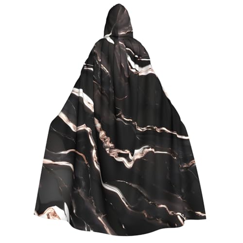 Cape à capuche noire et or rose pour soirées déguisées de chevalier et magicien d'Halloween