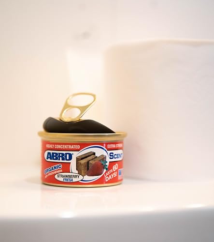 Image of ABRO Car Air Freshener Cans: Spill Proof Air Fresheners for Home, Office, or Car Accessories, Lasts Up to 60 Days - 3 Pack Strawberry Scent
