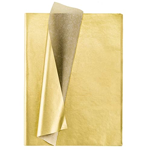 Zunedhys Papel de seda dorado, 100 hojas de papel de regalo metálico para celebración de cumpleaños, aniversarioPara decoración de papel
