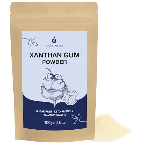IDDA Herbal Xanthan Gum Powder 100g 3.5 oz Xanthan Gum Gluten Free for Baking and Ice Cream Natural Food Stabiliser and Thickening Agent