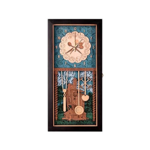 ZE WOOD Weasley Family Harry Potter 3D Wall Clock - Collectible Coffee Brown Wooden Clock Silent Large Modern Rustic Decorative Home Decor for Harry Potter Fans Mothers Day Gift (4 spoons M)