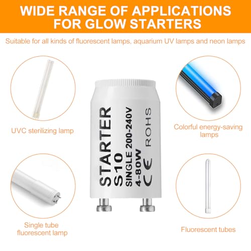 BlueXP 18 Pack Fluorescent Light Starter Switches S10 Longlife Starters for Fluorescent Tubes Lamps, No, 18 pcs - Image 4