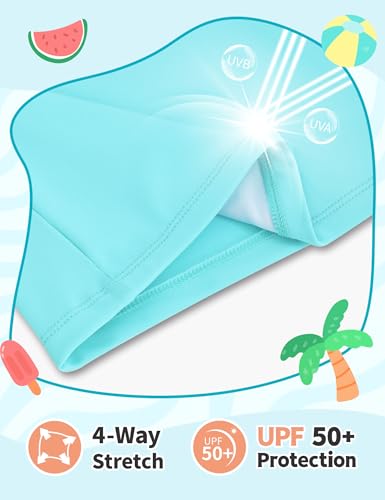 Image of TENVDA Girls Rash Guard Swimsuit Long Sleeve Bathing Suits with Shorts for 3-12 Years Old Kids