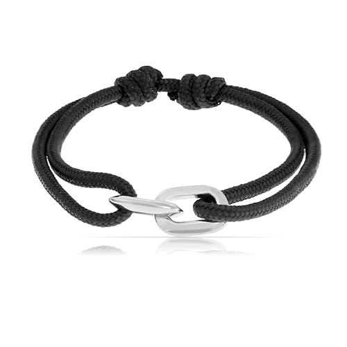 Made by Nami Bracelet nautique unisexe en corde à voile tressé, fabriqué à la main, design minimaliste, pour surfers, 100 % étanche et réglable, idéal comme cadeau, [ADJUSTABLE], Acier inoxydable
