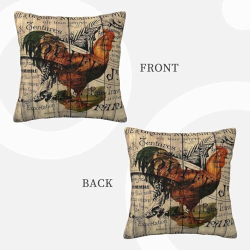 French-Barn-Wood-Grain-Western-Country-Farmhouse-Rooster-Throw-Pillow-Cushion-Cover-Decorative-Square-Accent-Pillow-Case French Barn Wood Grain Western Country Farmhouse Rooster Throw Pillow Cushion Cover Decorative Square Accent Pillow Case