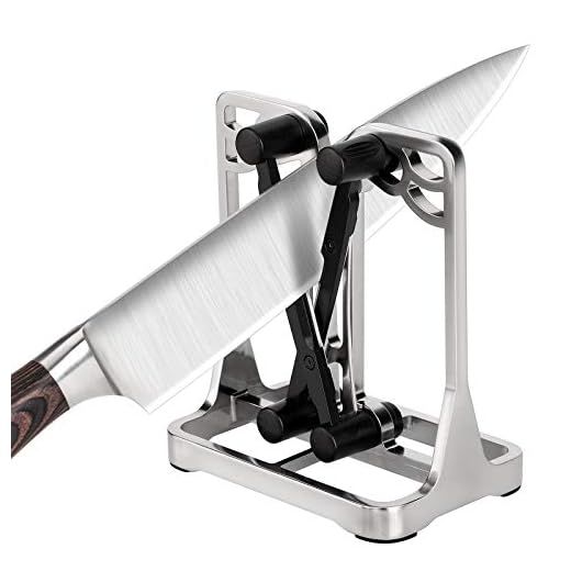 Knife Sharpener - Upgrade Made of Full Metal Bracket - Sharpens, Hones, Polishes Beveled Blades, Standard Blades, Chef's Knives - Safe, Easy to Use Kitchen Tools by Ehoyal