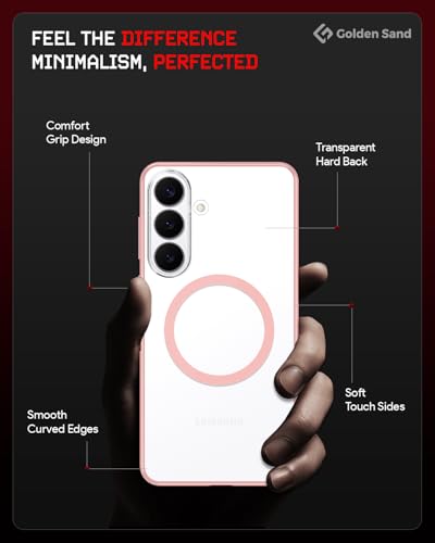 Image of Golden Sand Aura MagSnap Series Transparent Back Cover for Samsung Galaxy S26 5G | Ultra-Clear Glass Feel | Military Grade Protective Case, Camera Protection, (Pink)