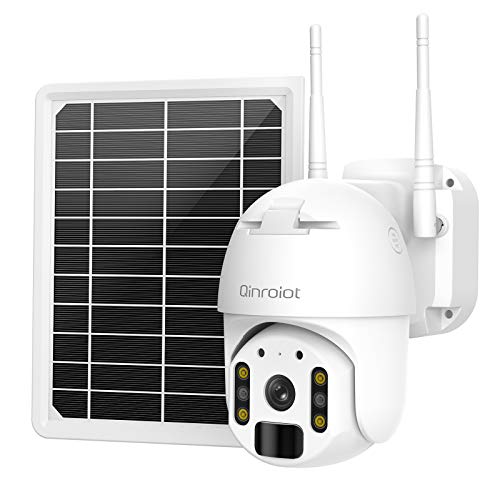 Solar Security Camera Outdoor,26000mAh Rechargeable Battery with WiFi/AP Mode Motion Detection Wireless 360°PTZ Camera,1080P Color Night Vision 2-Way Audio,IP66, Spotlight, Cloud/SD