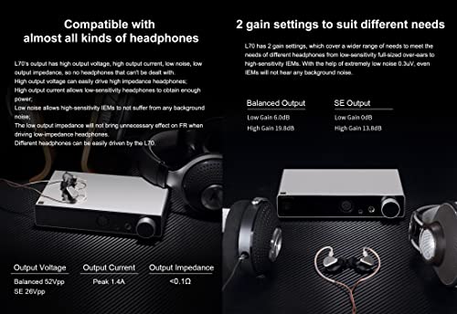 Image of Topping L70 Fully Balanced NFCA Headphone Amp - 4-Pin-XLR /4.4mm Balanced /6.35mm SE Headphone Jacks Amplifier 7500mW x 2 Ouput R2R Volume Control HiFi Amp Audio Hi-Res Preamplifier(Black)