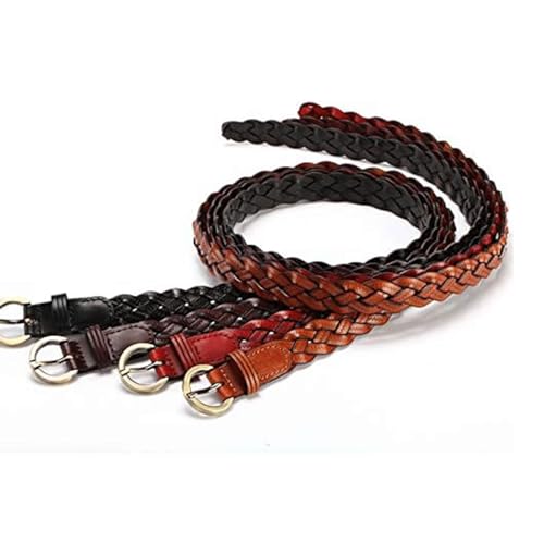 Belts for women, Waist Belt Fashion Women's Braided Belt Casual Cowhide Belts Adjustable Jeans Dress Thin Belt Versatile Decorative(Brown)2