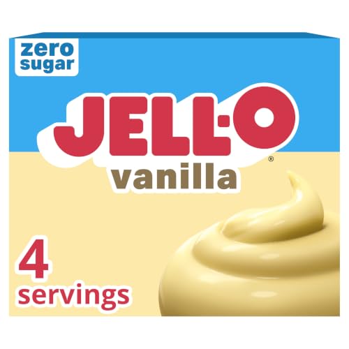 Jell-O Vanilla Zero Sugar - Pudín instantáneo reducido en calorías y mezcla de relleno para pasteles, caja de 1 onza