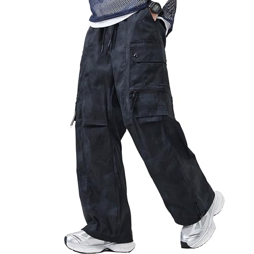 XYXIONGMAO Men's Loose Multi Pocket Streetwear Black Tactical Pants Baggy Techwear Sweatpants Hip Hop Casual Cargo Pants