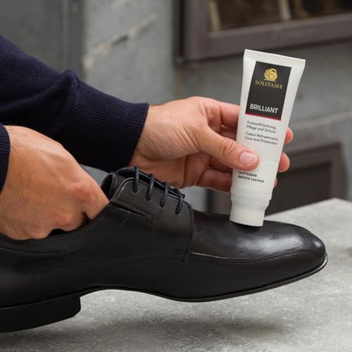 SOLITAIRE Brilliant Schuhcreme Farblos, mit Farbauffrischung für Glattleder und intensive Pflege und leichte Imprägnierung für Schuhe, Taschen, Kleidung, mit Schwammaufträger, 75ml