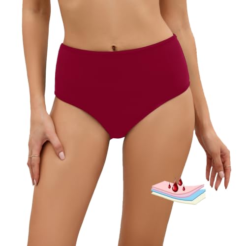 Image of Leoparts Period Swimwear Leakproof Bikini Bottoms Black High Waisted Coverage Swimsuit Bottom for Girls Teens Women