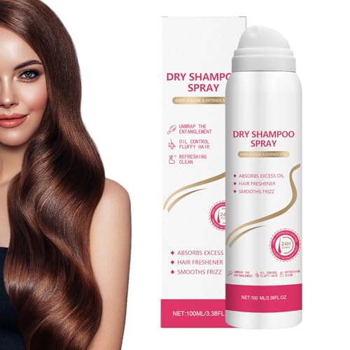 Champú seco – Champú seco tonos oscuros | Sin spray 100 ml | Spray Volumizante portátil con ingredientes de humedad y reparación, control de frizz, peinado sencillo, sin lavado