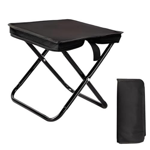 clhjinruoliu Ultra-Light Folding Stool, Mountaineering and Hiking Portable Stools, Hold up to 220 LBS, Folding Stool for Adults for Travel Camping Outdoor,Black