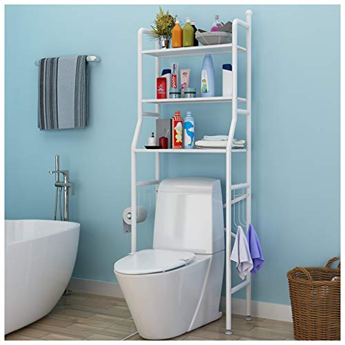Gjfhome Estanteria sobre Inodoro WC Cuarto Estante de Almacenamiento para Baño Ahorra Espacio Almacenamiento,48 * 152 Cm,Blanco