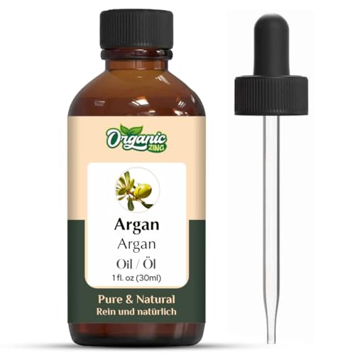Organic Zing Argan Oil | Pure & Natural Essential Oil for Skincare, Hair Care & Massage - 30ml/1.01fl oz