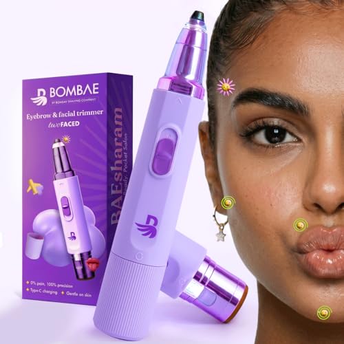 Image of Bombae Face & Eyebrow Trimmer for Women | Precision Eyebrow Trimmer for Women Facial Hair | Face Hair Remover | Hypoallergenic Blades | Built-in LED Light | Type-C Rechargeable Hair Removal Machine