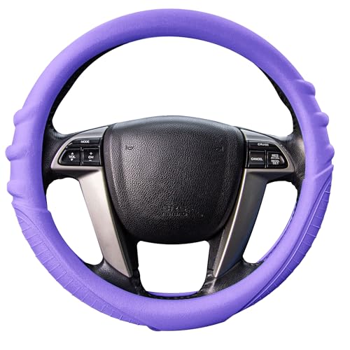 Image of FH Group Universal Fit Silicone with Grip and Pattern Massaging Grip Steering Wheel Cover fits most Cars, SUVs, Trucks, and Vans Purple