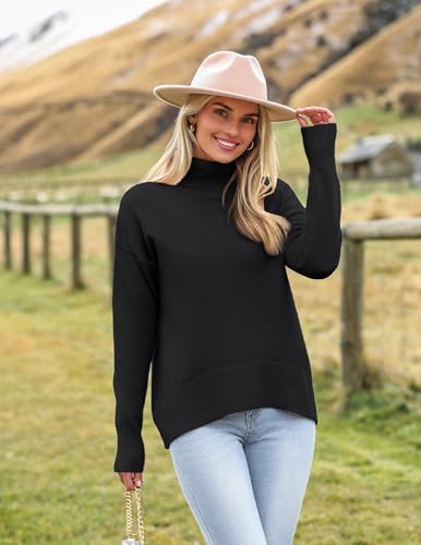 Image of Zeagoo Women's Turtleneck Sweater 2026 Fall Winter Chunky Knitted Pullover | High Low Hem Trendy Basic Jumper Top, Long Sleeve Casual Knit Pullover 2026, Fall Fashion Outfits, Winter Clothing for Women