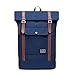 Produktbild KAUKKO Rucksack Roll Top Backpack Lässiger Vintage Tagesrucksack Herren Laptop Schulrucksack fit 15" Notebook Bag für Wandern Reisen Camping (Blau JNL-F5-12)