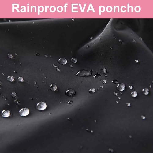 DGMI Regenponcho 2 Stück, Regenmantel für Damen Herren, Regencape Regenjacke, Regenponcho Regenmäntel Wiederverwendbar, mit Kapuze und Kordelzug für Wandern, Camping, Radfahren, Reisen (Pink,Schwarz)
