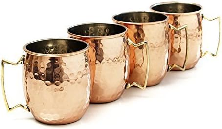 Handcrafted Hammered Moscow Mule Solid Copper Mug / Cup, 16 Ounce, Set of 4 by Maithil Art