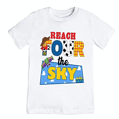 story toy fourth birthday shirt buzz lightyear birthday outfit story toy four shirt girl boy story toy shirt reach four the sky birthday top