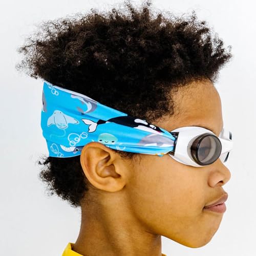 Image of Splash Place Kids Swim Goggles with Fabric Strap - OCEAN FRIENDS | Fun, Fashionable, Comfortable - Tangle-Free, Swimming Goggles for Kids, Comfy Fabric Strap Goggles